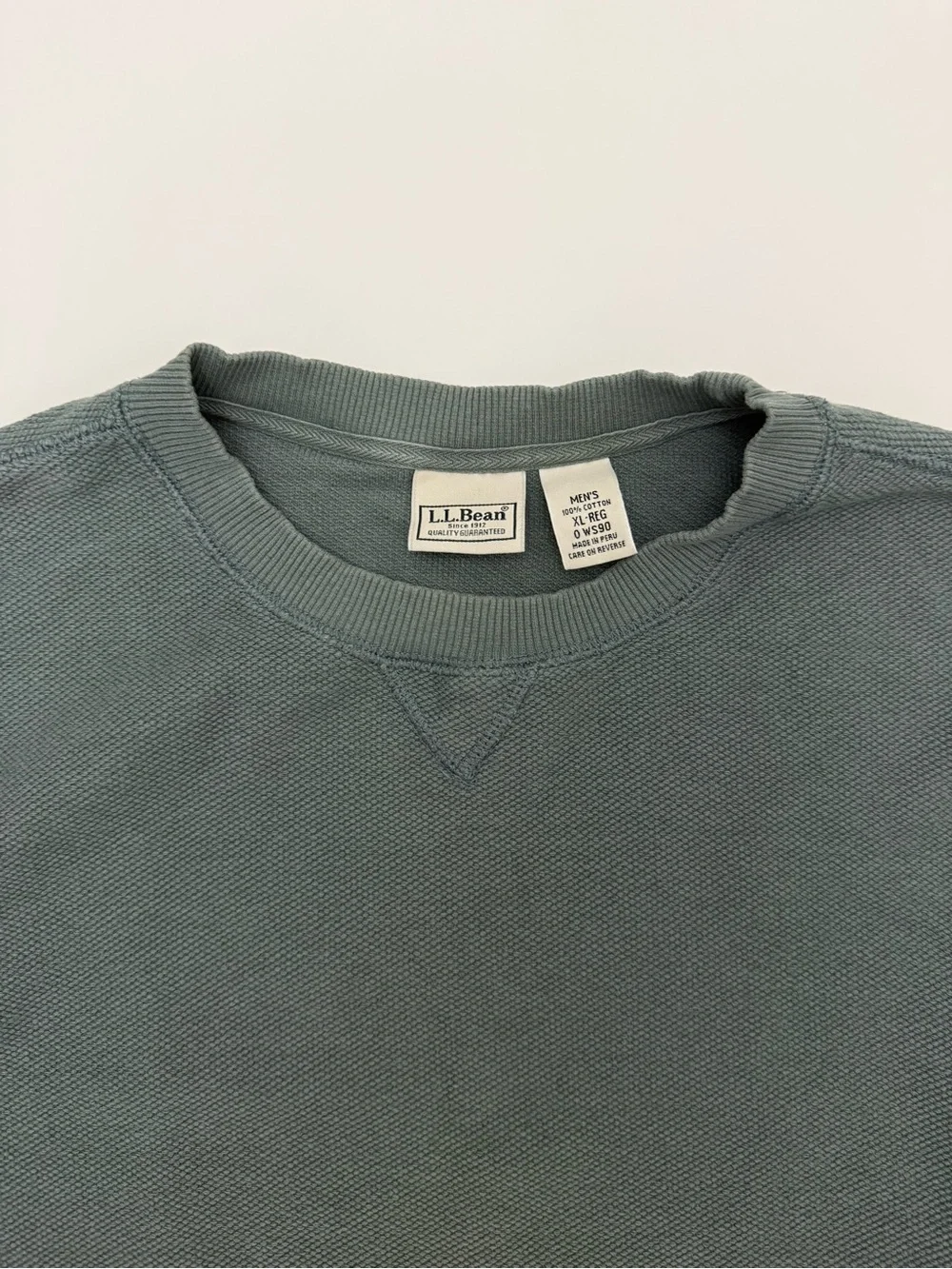 Vintage L.L. Bean Men's Crewneck Sweatshirt - Slate Green Size XL